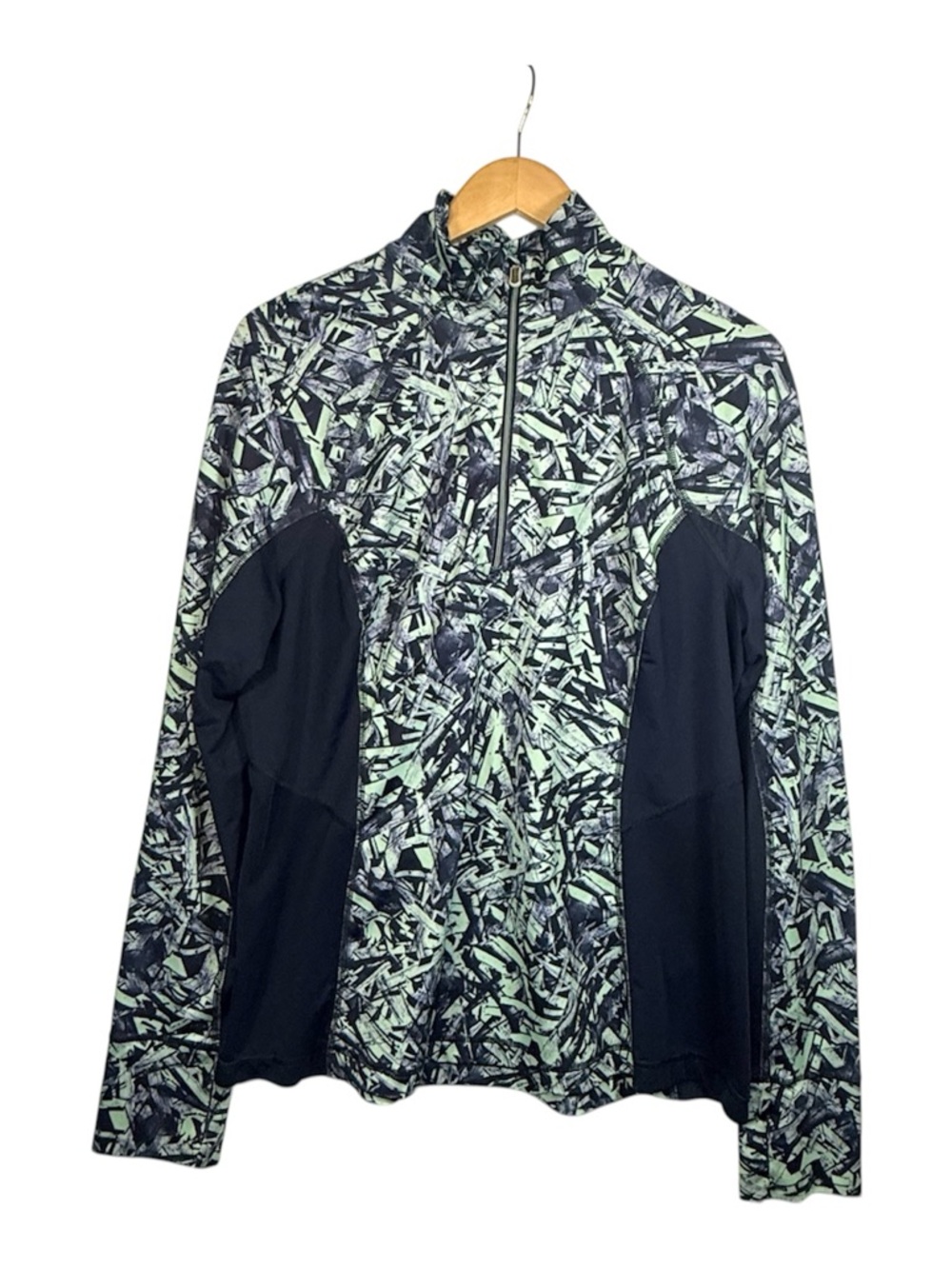 Tek Gear DryTek 1/4 Zip Athletic Pullover - Navy & Mint Abstract - Size XL